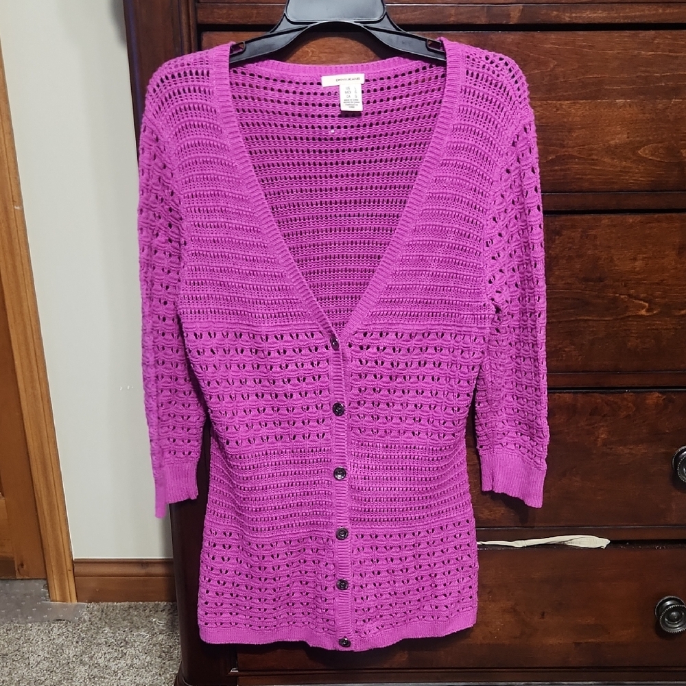 DKNY Women's Vibrant Purple Cardigan